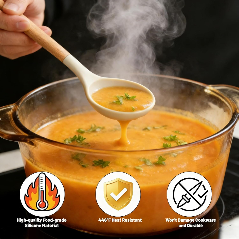 Wooden Handle Silicone Kitchen - Kitchen Gadgets And Utensils ulasan dan harga