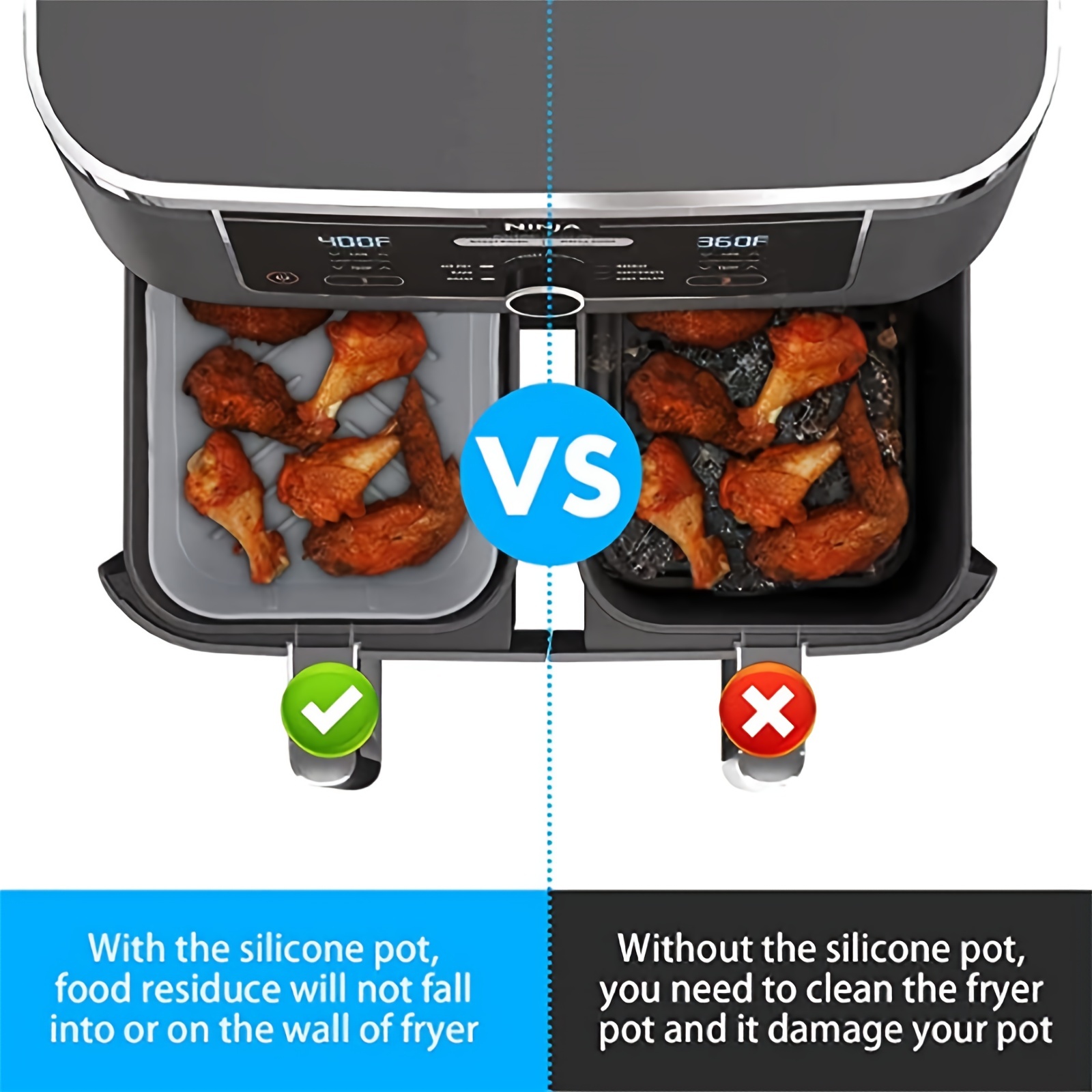 1/2Pcs Air Fryer Silicone Tray - Air Fryer Accessories ulasan dan harga