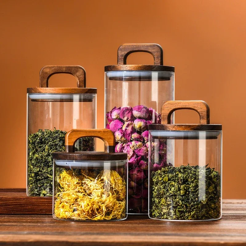 Clear Glass Jar with Bamboo Li - Korean Kitchen Gadgets ulasan dan harga